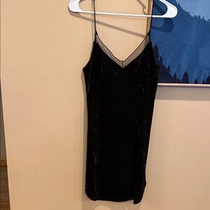 New with tagFreePeople  Elegant Black Velvet Women's dress with lace sheet inlay